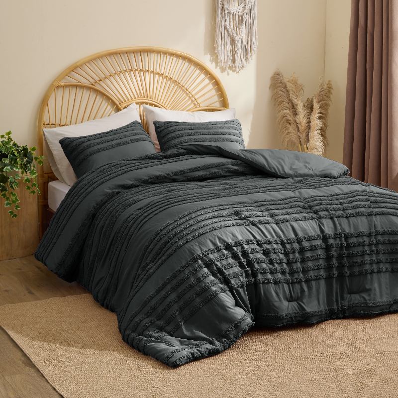 Boho Tufted Jacquard Comforter Set – 3-Piece Farmhouse Style