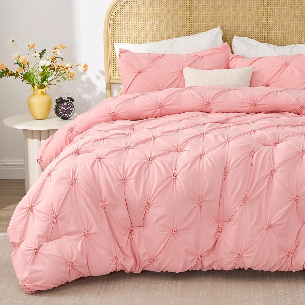 Boho Pintuck Comforter Set – 7-Piece Lightweight All-Season Bedding