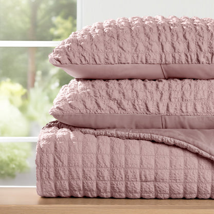 Seersucker Box Textured Down-Alternative Comforter Set