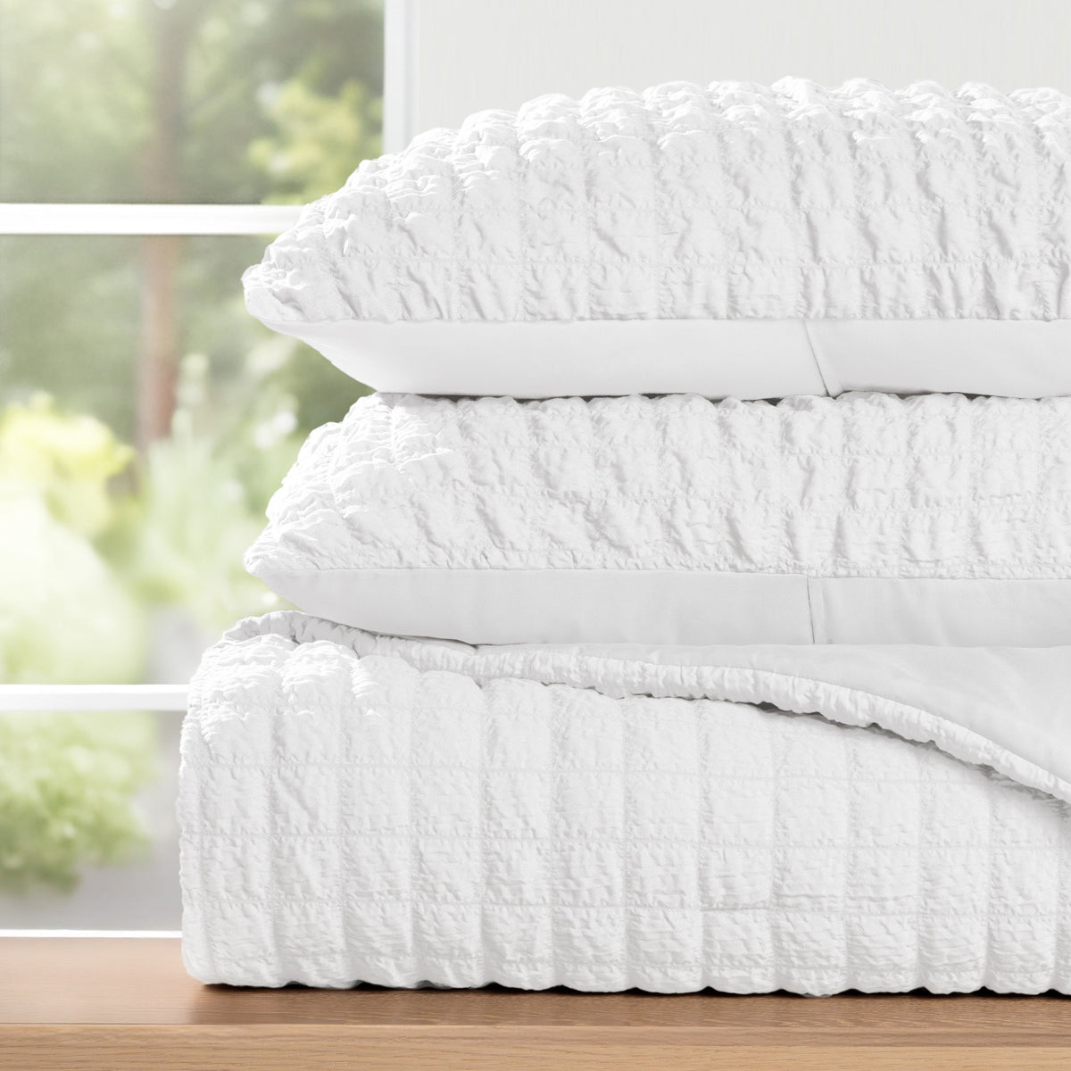 Seersucker Box Textured Down-Alternative Comforter Set