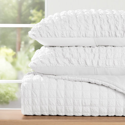 Seersucker Box Textured Down-Alternative Comforter Set