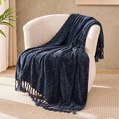 Boho Chenille Knit Throw Blanket – Cozy Texture for Couch & Bed
