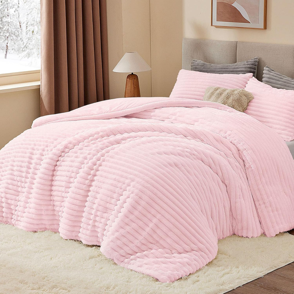 Luxe Flannel Fleece Comforter Set – Warm Plush Bedding