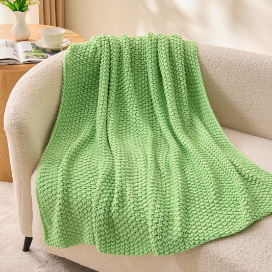 Boho Chunky Cable Knit Throw Blanket – Cozy Woven Texture