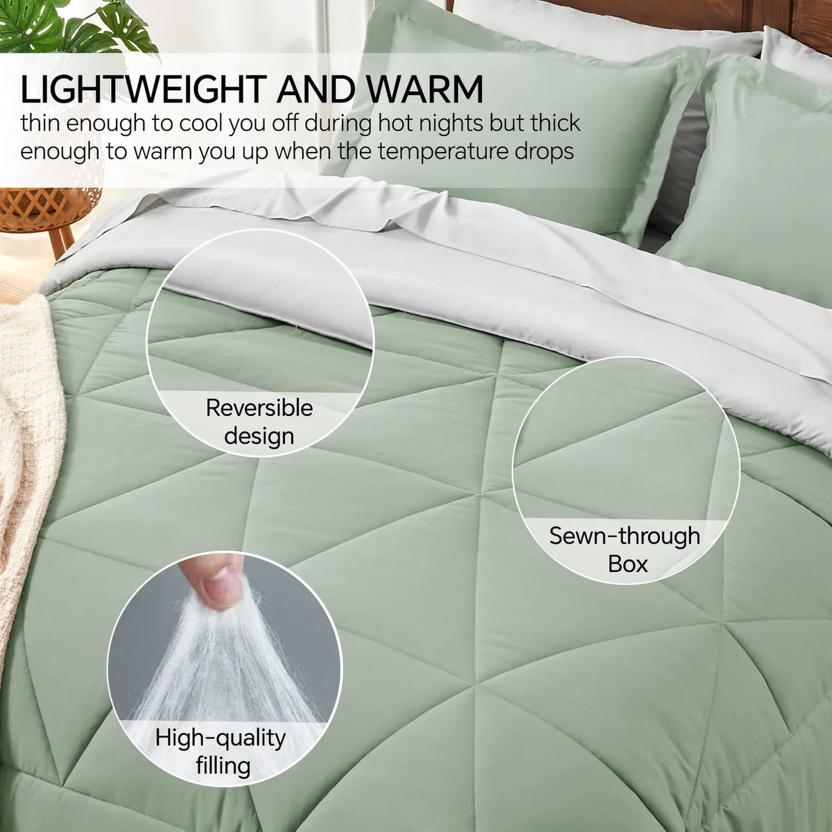 Luxe Reversible Comforter Set – 7-Piece All-Season Bedding with Sheets