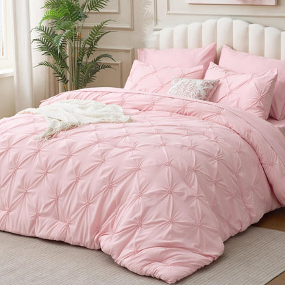 Boho Pintuck Comforter Set – 7-Piece Lightweight All-Season Bedding