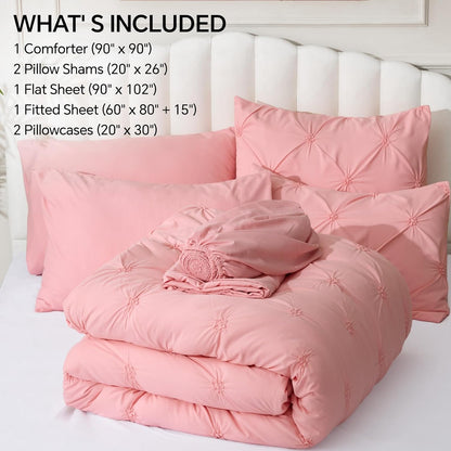 Boho Pintuck Comforter Set – 7-Piece Lightweight All-Season Bedding