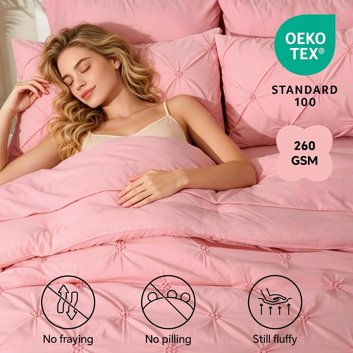 Boho Pintuck Comforter Set – 7-Piece Lightweight All-Season Bedding