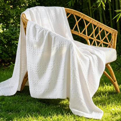 Luxe Bamboo Viscose Waffle Blanket – Lightweight Cooling Throw