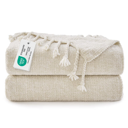 Boho Chenille Knit Throw Blanket – Cozy Texture for Couch & Bed