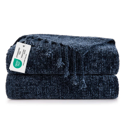 Boho Chenille Knit Throw Blanket – Cozy Texture for Couch & Bed