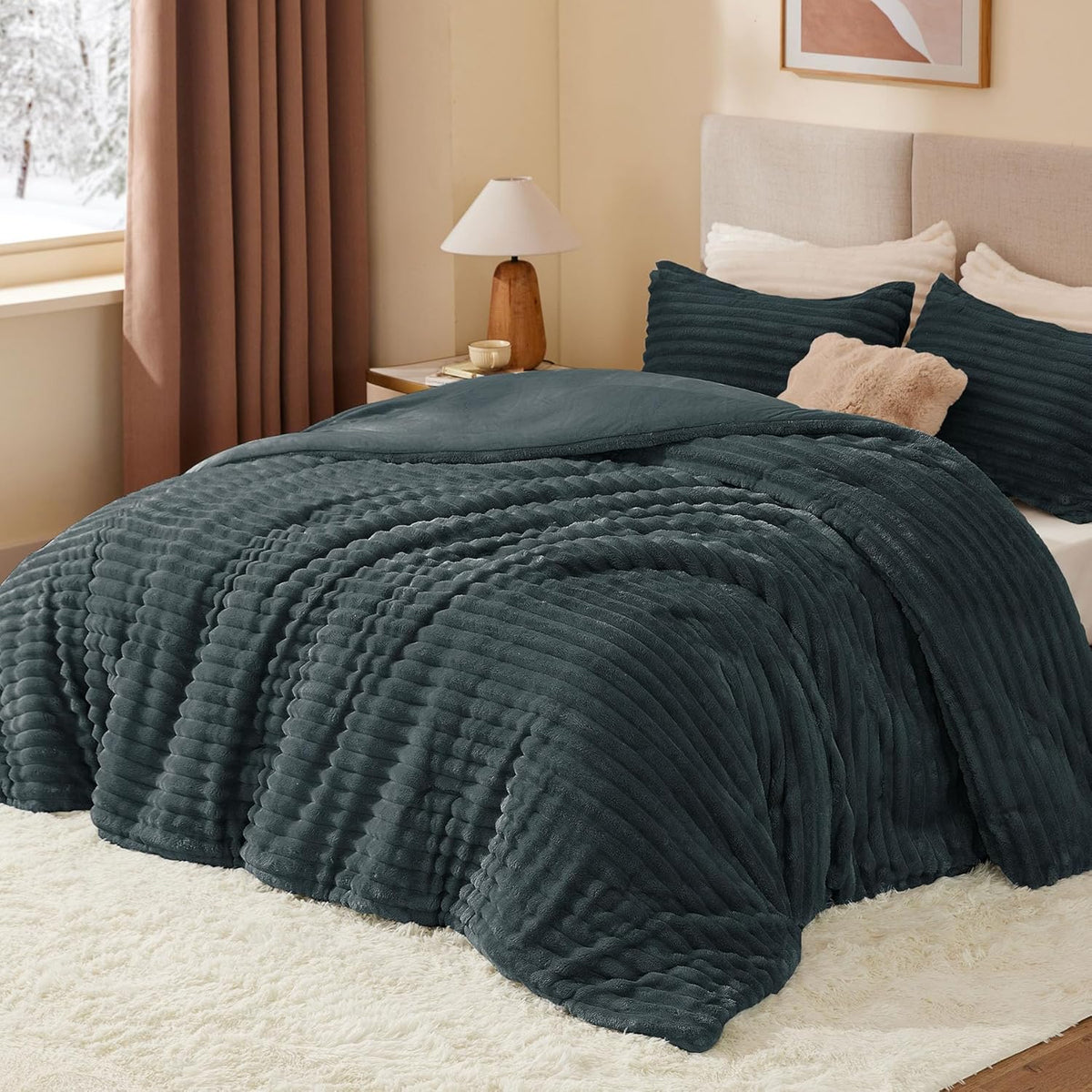 Luxe Flannel Fleece Comforter Set – Warm Plush Bedding