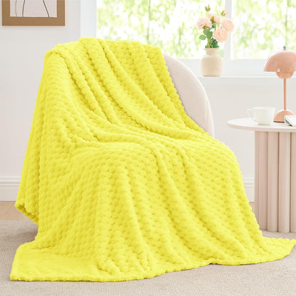 Textured Ribbed Jacquard Fleece Throw Blanket – 3D Plush All-Season
