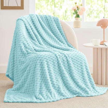 Textured Ribbed Jacquard Fleece Throw Blanket – 3D Plush All-Season