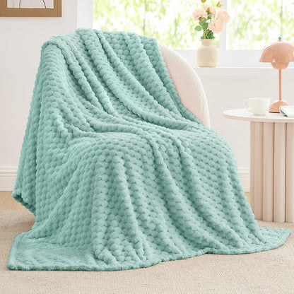 Textured Ribbed Jacquard Fleece Throw Blanket – 3D Plush All-Season