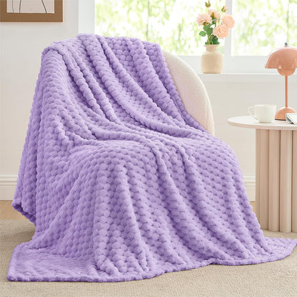 Textured Ribbed Jacquard Fleece Throw Blanket – 3D Plush All-Season