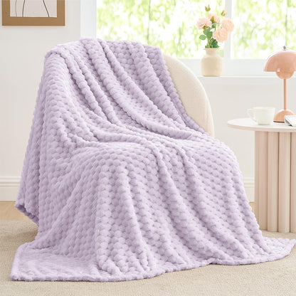 Textured Ribbed Jacquard Fleece Throw Blanket – 3D Plush All-Season