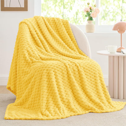Textured Ribbed Jacquard Fleece Throw Blanket – 3D Plush All-Season