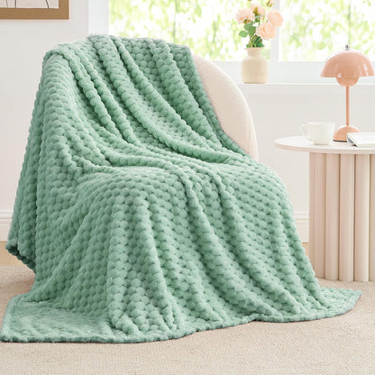 Textured Ribbed Jacquard Fleece Throw Blanket – 3D Plush All-Season