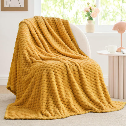 Textured Ribbed Jacquard Fleece Throw Blanket – 3D Plush All-Season