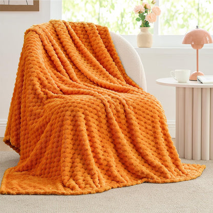 Textured Ribbed Jacquard Fleece Throw Blanket – 3D Plush All-Season