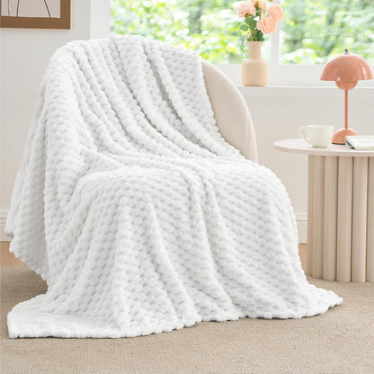 Textured Ribbed Jacquard Fleece Throw Blanket – 3D Plush All-Season