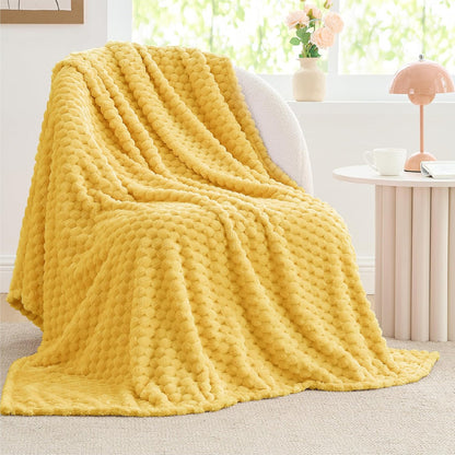 Textured Ribbed Jacquard Fleece Throw Blanket – 3D Plush All-Season