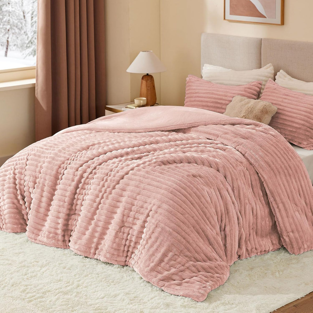 Luxe Flannel Fleece Comforter Set – Warm Plush Bedding