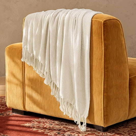 Boho Chenille Knit Throw Blanket – Cozy Texture for Couch & Bed