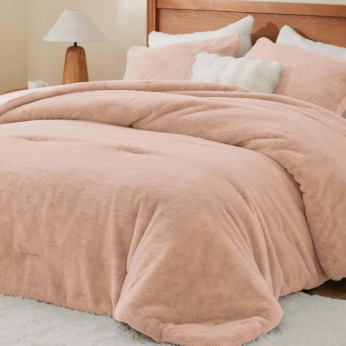 Luxe Flannel Faux Fur Comforter Set – Thick Winter Bedding