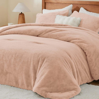 Luxe Flannel Faux Fur Comforter Set – Thick Winter Bedding