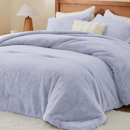 Luxe Flannel Faux Fur Comforter Set – Thick Winter Bedding