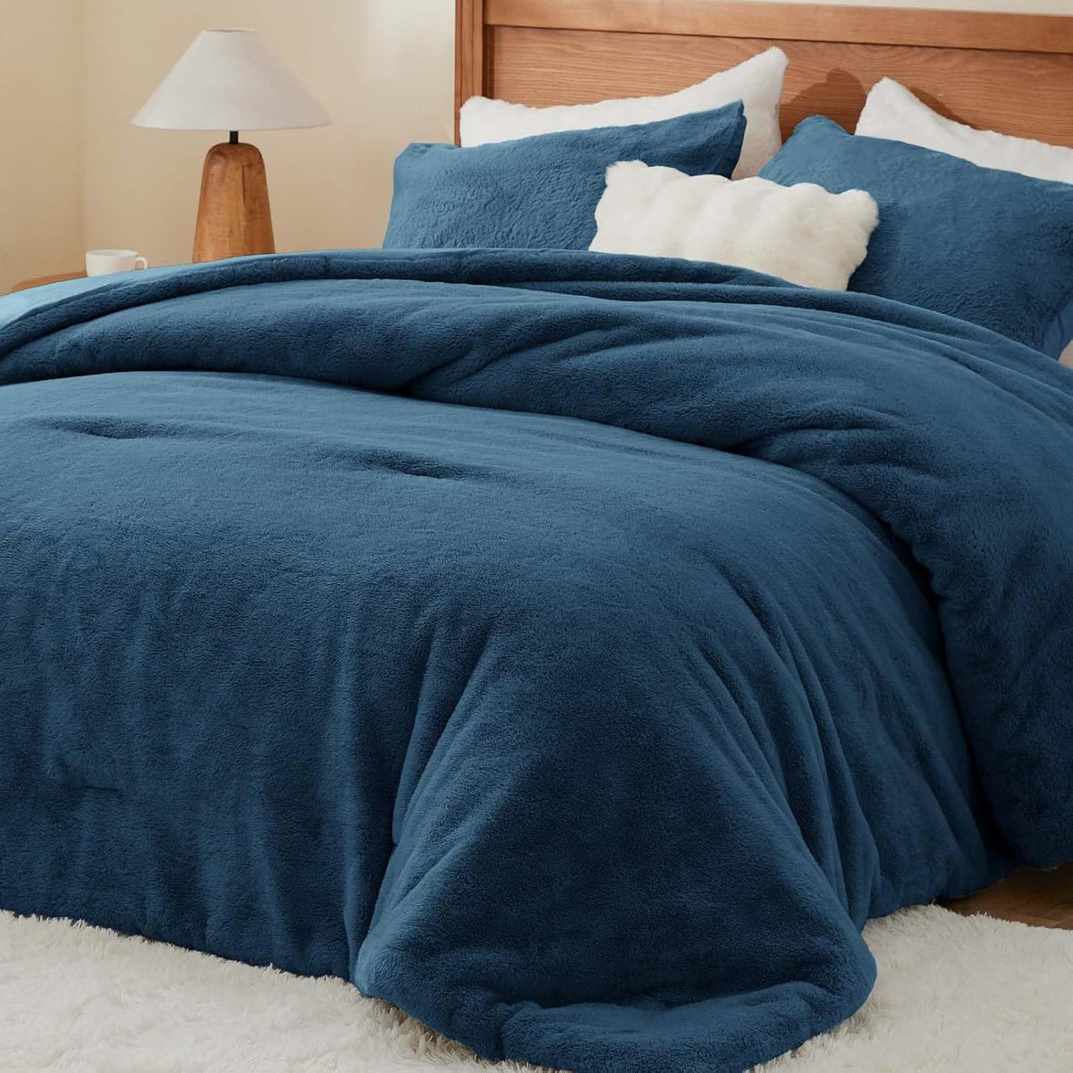 Luxe Flannel Faux Fur Comforter Set – Thick Winter Bedding