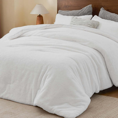 Luxe Flannel Faux Fur Comforter Set – Thick Winter Bedding