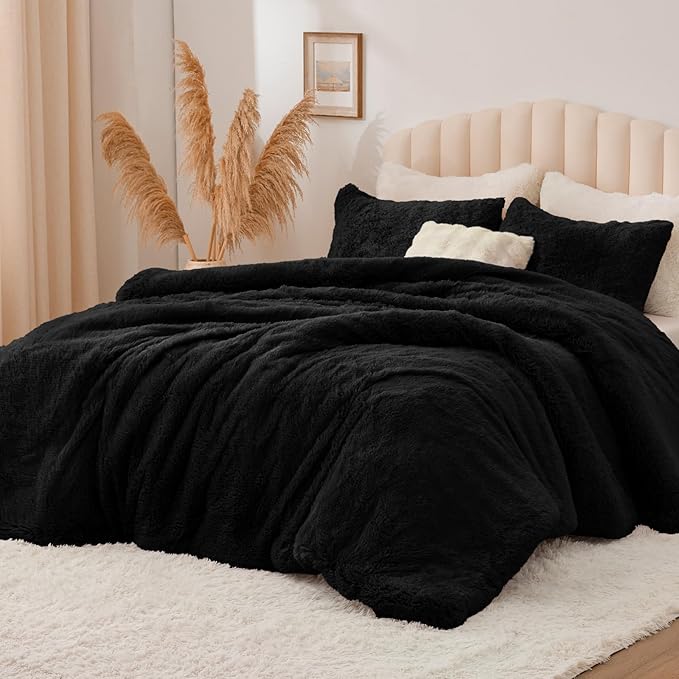 Luxe Flannel Faux Fur Comforter Set – Warm Shaggy Bedding