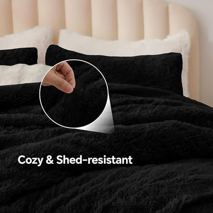 Luxe Flannel Faux Fur Comforter Set – Warm Shaggy Bedding
