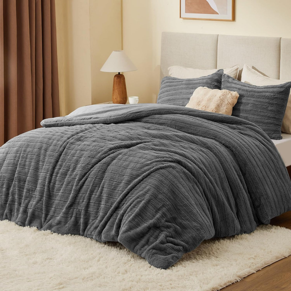 Luxe Flannel Fleece Comforter Set – Warm Faux Fur Bedding