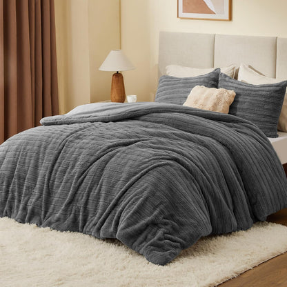 Luxe Flannel Fleece Comforter Set – Warm Faux Fur Bedding