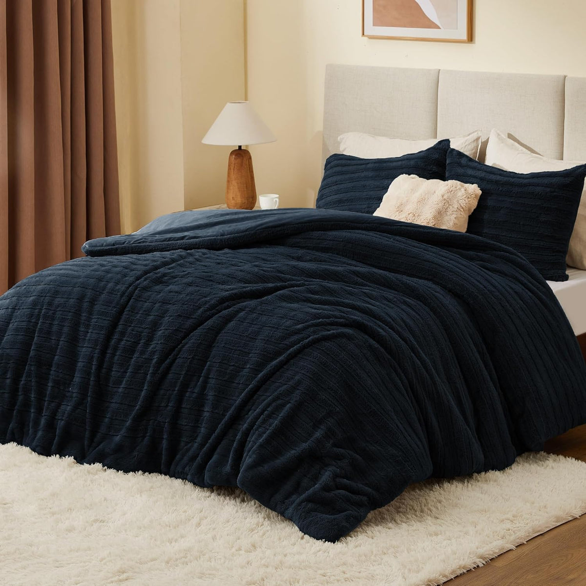 Luxe Flannel Fleece Comforter Set – Warm Faux Fur Bedding