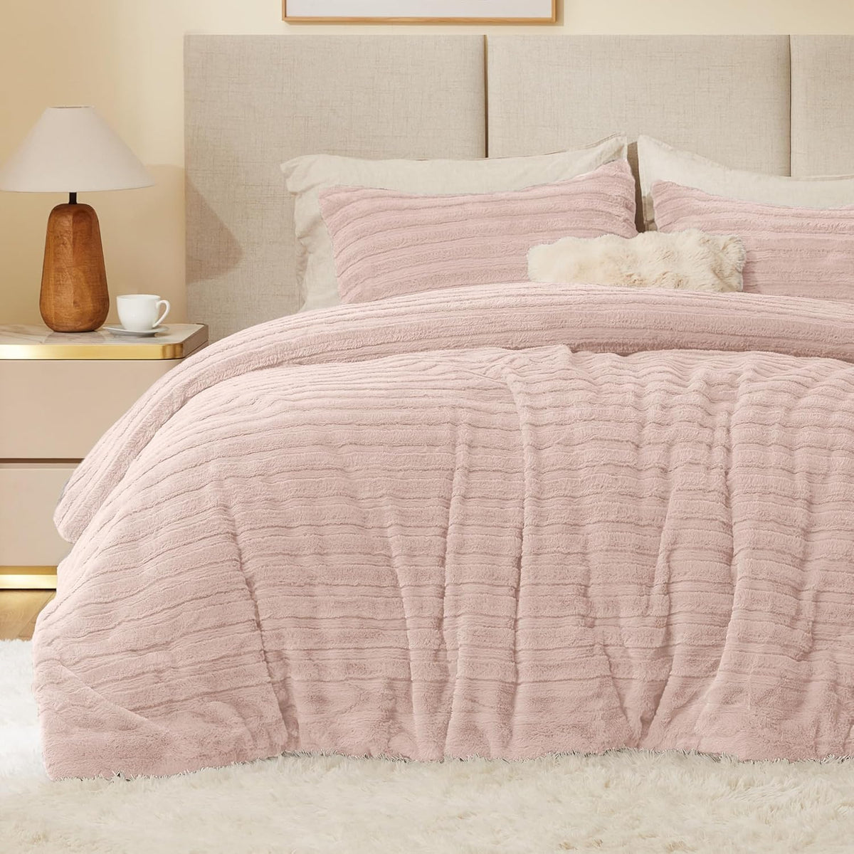 Luxe Flannel Fleece Comforter Set – Warm Faux Fur Bedding