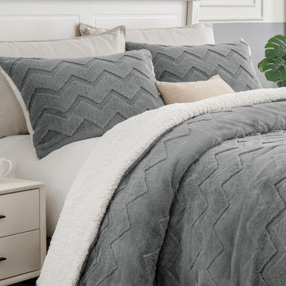 Luxe Flannel Sherpa Comforter Set – 3-Piece Winter Warmth
