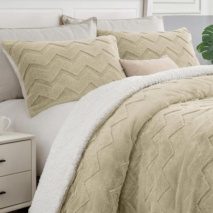 Luxe Flannel Sherpa Comforter Set – 3-Piece Winter Warmth