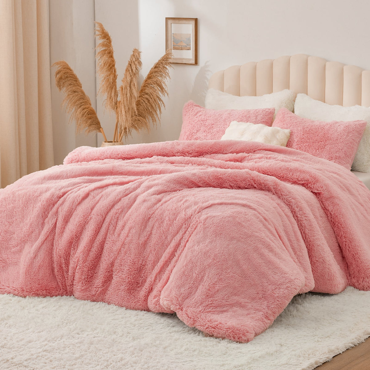 Luxe Flannel Faux Fur Comforter Set – Warm Shaggy Bedding