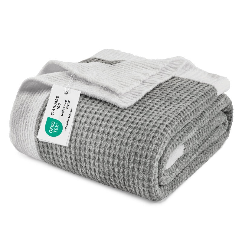 Boho Chenille Knit Throw Blanket – Cozy Texture for Couch & Bed