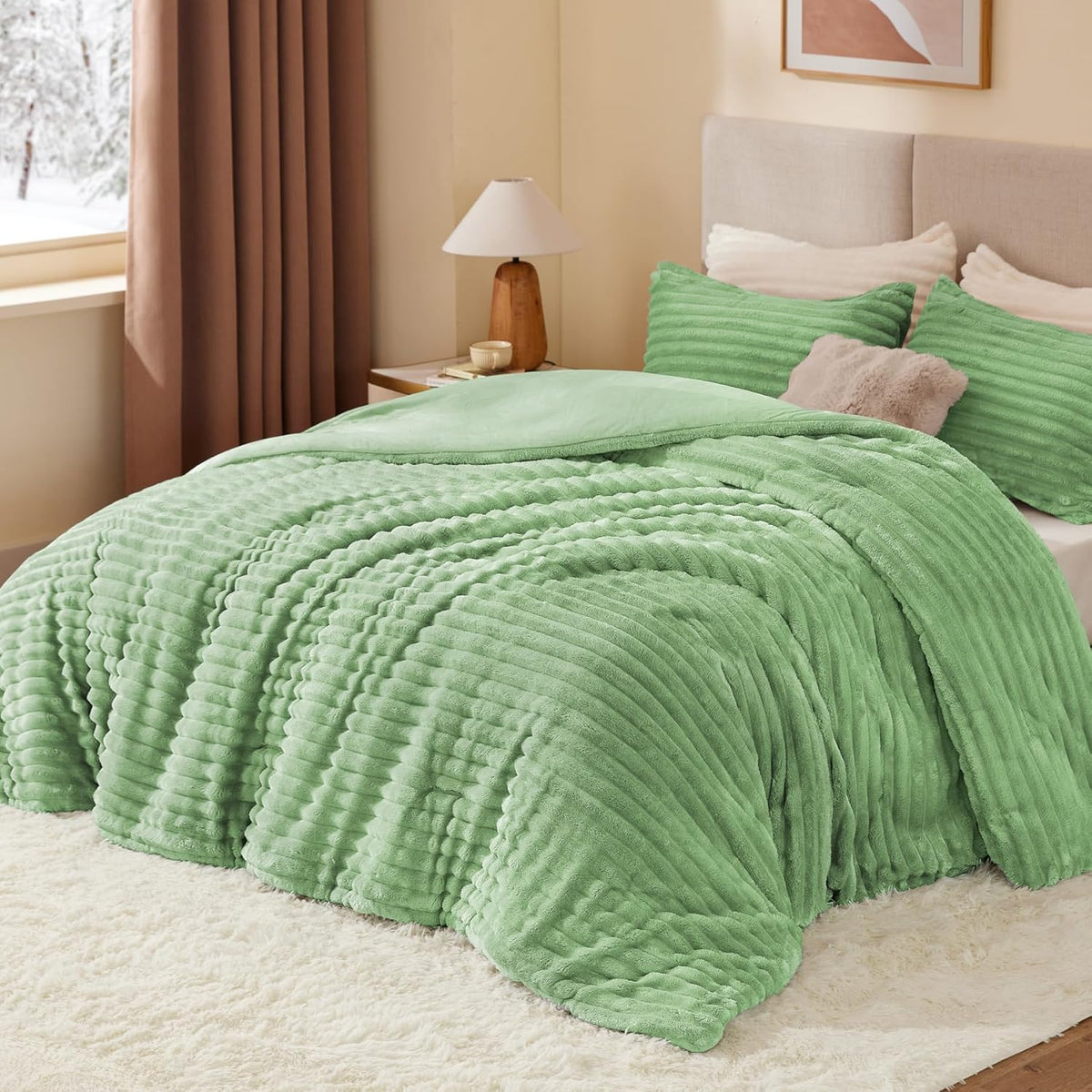 Luxe Flannel Fleece Comforter Set – Warm Plush Bedding