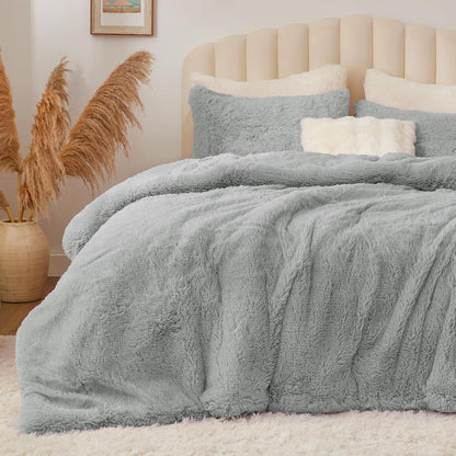 Luxe Flannel Faux Fur Comforter Set – Warm Shaggy Bedding