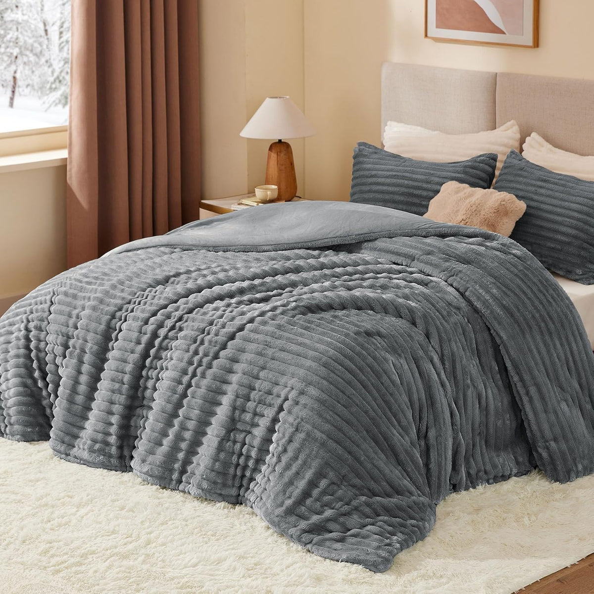 Luxe Flannel Fleece Comforter Set – Warm Plush Bedding