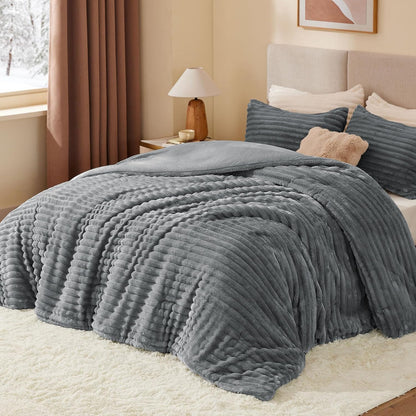 Luxe Flannel Fleece Comforter Set – Warm Plush Bedding