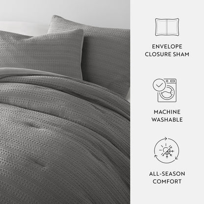 Waffle Textured Down-Alternative Comforter Set