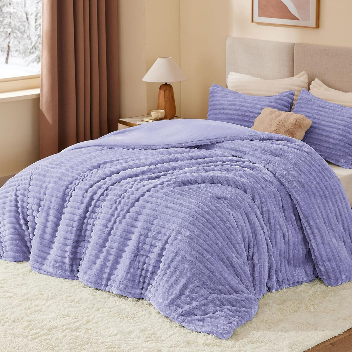 Luxe Flannel Fleece Comforter Set – Warm Plush Bedding